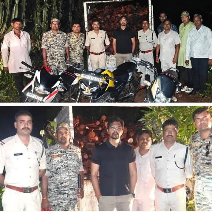 छतरपुर DFO के आदेश पर पकड़ी गई 4.5 लाख कीमत की अवैध खैर की लकड़ी, 3 बाइक जप्त, तस्कर हुए फरार,
